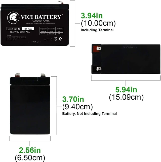 Alt view image 4 of 4 - VICI Battery VB7-12 12V 7Ah Replacement UPS Battery Compatible with APC Back-UPS 550 (BE550G)