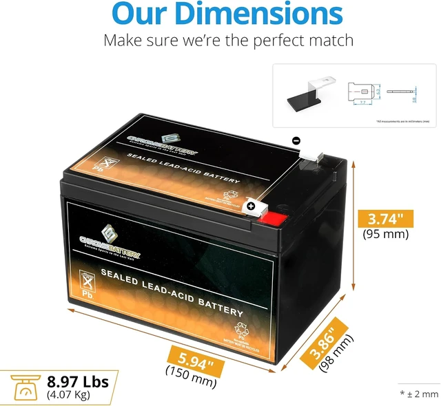 Alt view image 2 of 7 - CB CHROMEBATTERY 12V 15AH Maintenance-Free Battery for Alarm Systems, Scooters, Toys, Emergency Lights, and More - Spade (F2) Terminal