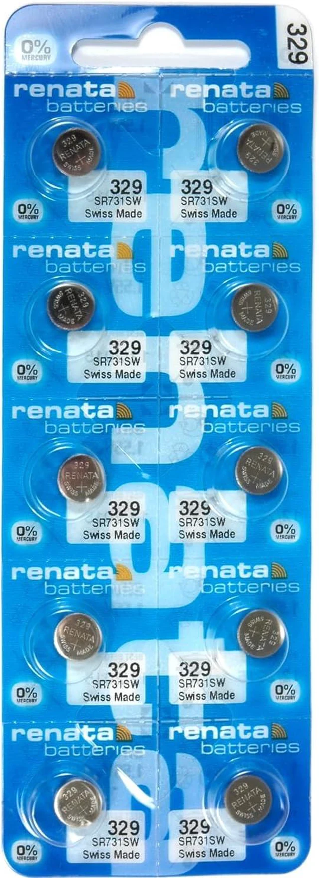 Main image of Renata 329 SR731SW Batteries - 1.55V Silver Oxide 329 Watch Battery (10 Count)
