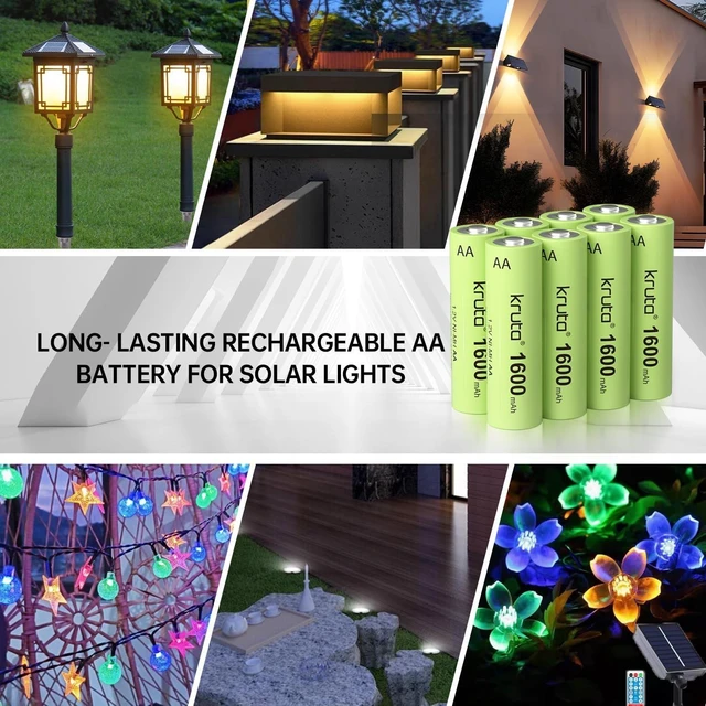 Alt view image 2 of 7 - Ni-MH AA Rechargeable Batteries, Double A 1600mAh High Capacity 1.2V Pre-Charged for Garden Landscaping Outdoor Solar Lights, String Lights, Pathway Lights (AA-1600mAh-12 Pack)