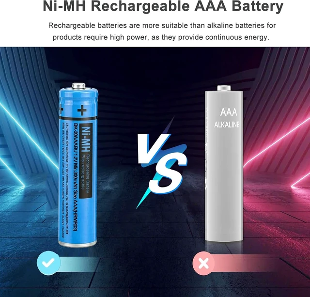 Alt view image 7 of 7 - BK-30AAABU NI-MH AAA Rechargeable Battery 1.2V 300mah 6Pack AAA NiMH Batteries for Panasonic Cordless Phones, Remote Controls, Electronics