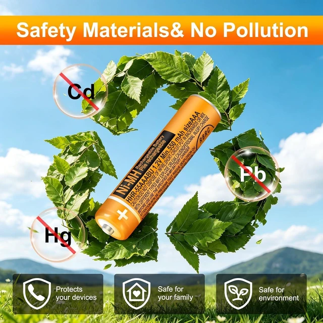 Alt view image 4 of 7 - NI-MH 550mAh Rechargeable AAA Batteries for Panasonic Cordless Phones