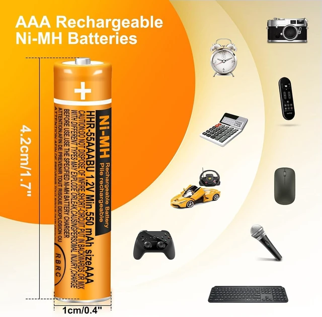 Alt view image 5 of 7 - NI-MH 550mAh Rechargeable AAA Batteries for Panasonic Cordless Phones