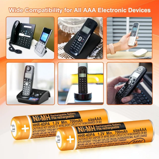 Alt view image 6 of 7 - NI-MH 550mAh Rechargeable AAA Batteries for Panasonic Cordless Phones