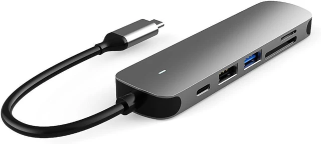 Alt view image 2 of 7 - MMOBIEL USB-C Adapter Hub - 6-in-1 USB-C to HDMI 4K, USB-A 3.0, USB-A 2.0 and SD/TF Card Reader - USB Docking Station - Data Hub Compatible with MacBook, iPad Air/Pro, Dell, HP, Samsung Aluminum