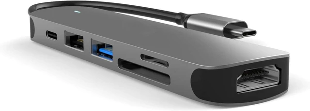 Main image of MMOBIEL USB-C Adapter Hub - 6-in-1 USB-C to HDMI 4K, USB-A 3.0, USB-A 2.0 and SD/TF Card Reader - USB Docking Station - Data Hub Compatible with MacBook, iPad Air/Pro, Dell, HP, Samsung Aluminum