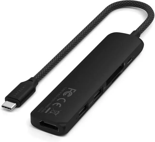 Main image of Satechi 6 in 1 USB C Hub Multiport Adapter with HDMI 4K@60Hz, 100W PD Charging, 2X USB-A Data Ports, Micro/SD Card Readers for MacBook Air/Pro/Neo, iPad Air/Pro, Windows Black