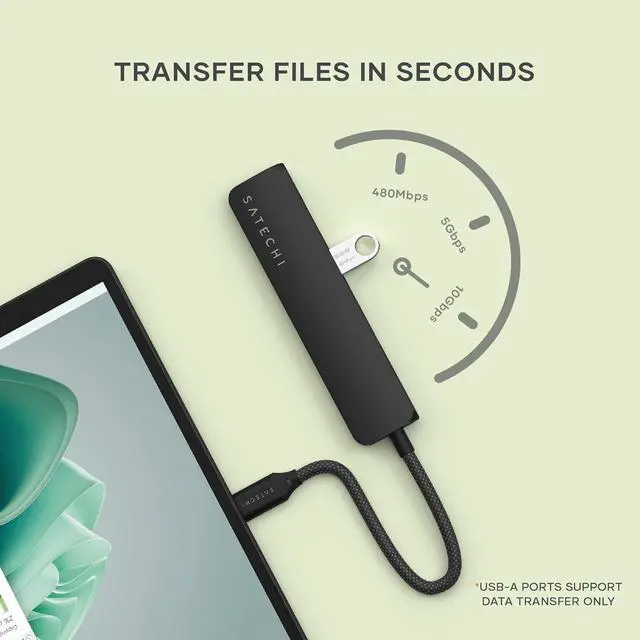 Alt view image 4 of 7 - Satechi 6 in 1 USB C Hub Multiport Adapter with HDMI 4K@60Hz, 100W PD Charging, 2X USB-A Data Ports, Micro/SD Card Readers for MacBook Air/Pro/Neo, iPad Air/Pro, Windows Black