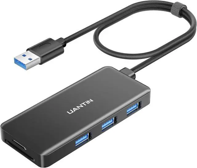 Main image of UANTIN USB Hub for Laptop | 5-Port USBA Splitter with 3*USB-A 3.0 and SD/TF Card Reader 2FT Braided Nylon Cable, Multi-Port USB Extender for PC, MacBook, Mac mini, Surface, Desktop