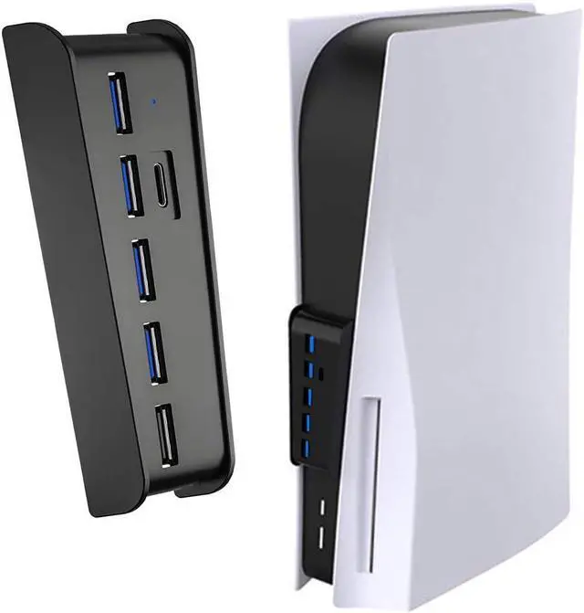 Main image of USB Port Hub for PS5, 5 Port USB Extender High-Speed Transmission Expansion Adapter Converter Splitter with 4 USB 2.0 Port+1 USB Charging Port+1 Type C 3.1 Port for PlayStation 5 Gaming Console-Black