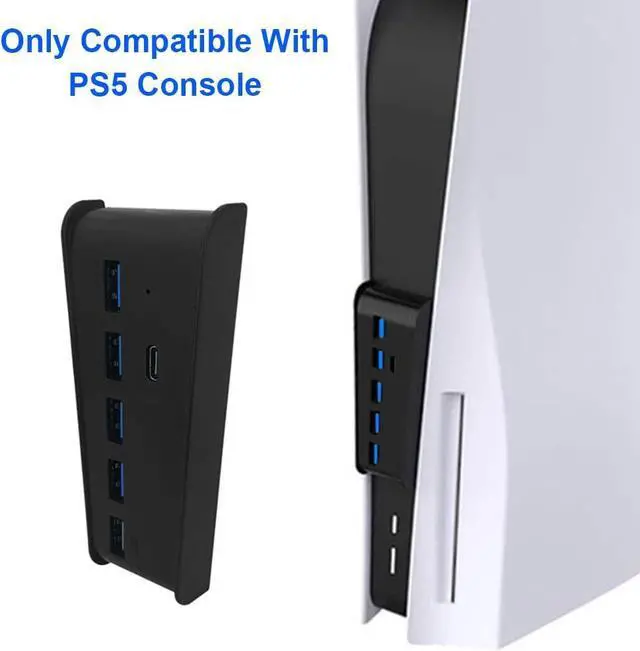 Alt view image 3 of 7 - USB Port Hub for PS5, 5 Port USB Extender High-Speed Transmission Expansion Adapter Converter Splitter with 4 USB 2.0 Port+1 USB Charging Port+1 Type C 3.1 Port for PlayStation 5 Gaming Console-Black