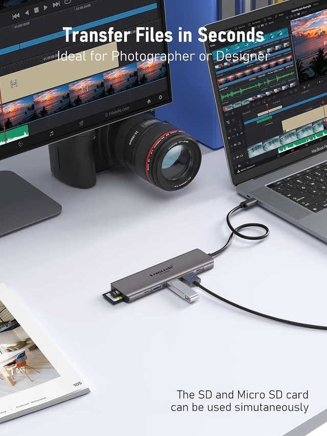 Alt view image 7 of 7 - USB C Hub Multiport Adapter,7-in-1 4K 60Hz HDMI Docking Station, 100W PD, SD/TF 3.0 Slots, 2 USB 3.0 & USB C 3.0 5Gbps Data Ports, for MacBook, iPad, Surface, XPS, ChromeBook