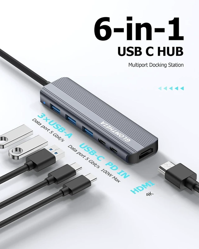 Alt view image 2 of 7 - USB C Hub HDMI Docking Station for MacBook Air/Pro Laptop, Mac Computer Dock Multiport Adapter with USB 3.0, Type C 3.0, 4K HDMI, PD 100W