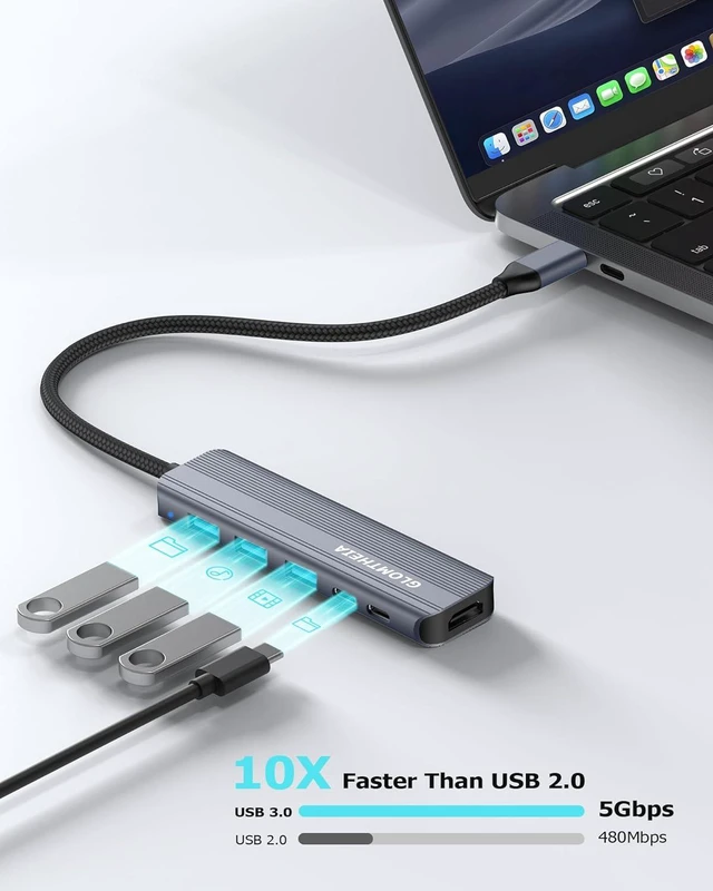 Alt view image 3 of 7 - USB C Hub HDMI Docking Station for MacBook Air/Pro Laptop, Mac Computer Dock Multiport Adapter with USB 3.0, Type C 3.0, 4K HDMI, PD 100W