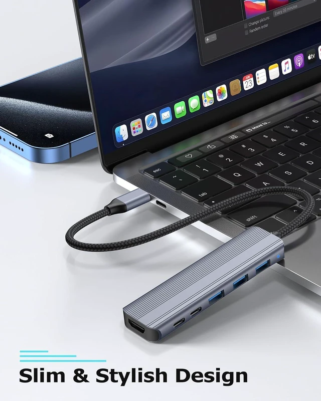 Alt view image 6 of 7 - USB C Hub HDMI Docking Station for MacBook Air/Pro Laptop, Mac Computer Dock Multiport Adapter with USB 3.0, Type C 3.0, 4K HDMI, PD 100W