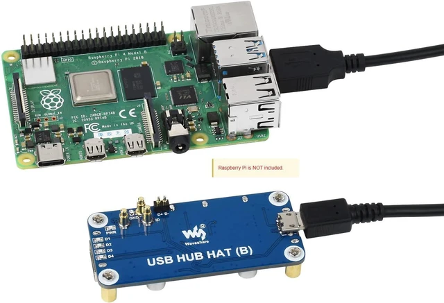 Alt view image 5 of 7 - Waveshare USB HUB HAT (B) for Raspberry Pi Series Extended 4X USB 2.0 Ports