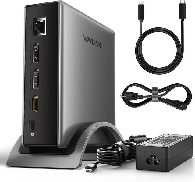 Main image of USB C Docking Station, PD3.1 Docking Station 3 Monitors with 2* DP + HDMI,Single 4K@144Hz,140W Charger, USB-C 10Gbps, 2* USB-A 5Gbps, Gigabit Ethernet, Audio/Mic, for Windows,Dell,HP,