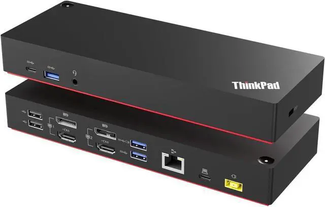 Main image of ThinkPad 40AF0135 Hybrid Universal USB-C with USB-A Adapter Docking Station for Lenovo Laptops, Dual Monitor, Comes with ITSPWR 4K HDMI Cable + DP Cable + Cleaning Cloth