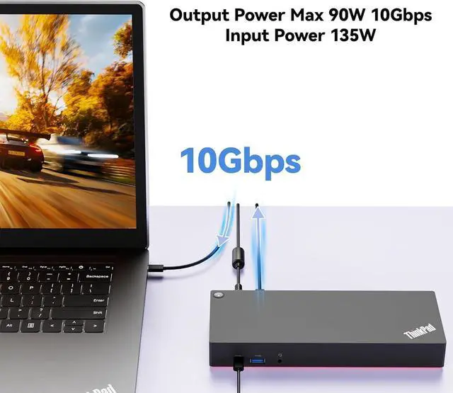 Alt view image 5 of 7 - ThinkPad 40AF0135 Hybrid Universal USB-C with USB-A Adapter Docking Station for Lenovo Laptops, Dual Monitor, Comes with ITSPWR 4K HDMI Cable + DP Cable + Cleaning Cloth