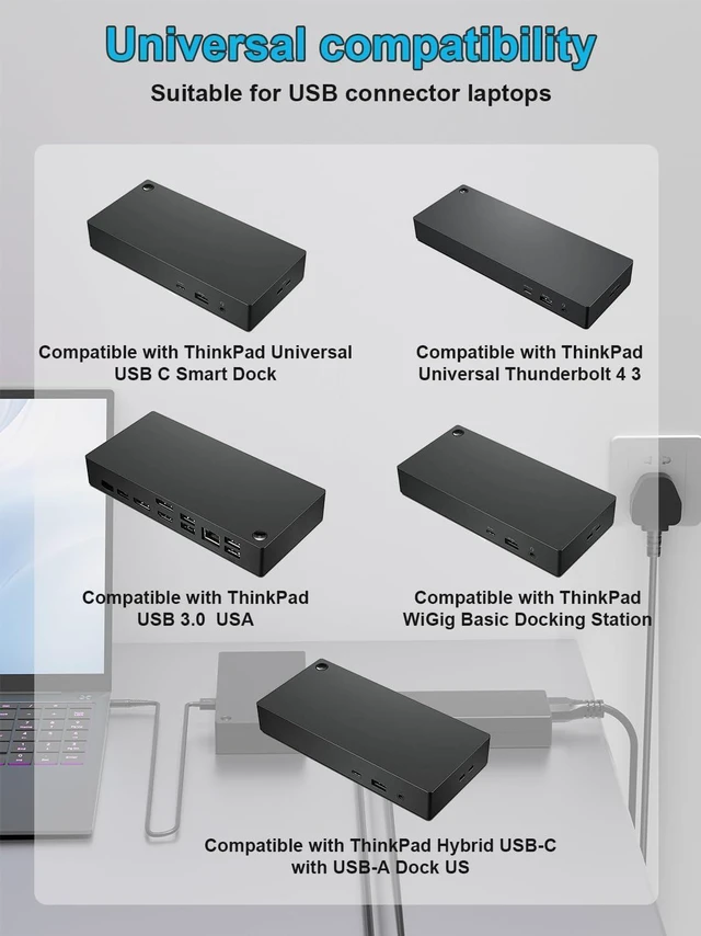 Alt view image 4 of 7 - 135W Power Supply Adapter Compatible with Lenovo ThinkPad Universal Thunderbolt 4 3/USB C Smart Dock/Thunderbolt 3 Essential/Hybrid USB-C with USB-A Dock/Ultra/Pro/Gen 2 Docking Station Cord