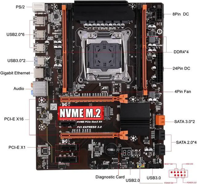 Alt view image 6 of 6 - Atermiter X99 B85 Motherboard Kit Set With LGA 2011-3 Intel Xeon E5 2640 V3 CPU Processor 2pcs x 16GB DDR4 3200MHz 32GB REG ECC RAM Memory Combos