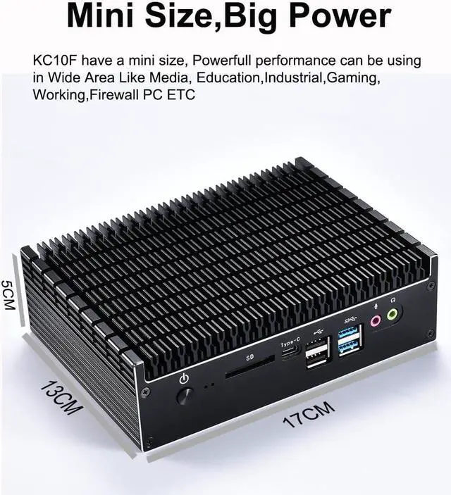 Alt view image 5 of 7 - Chatreey KC10F Mini PC Fanless Design intel core i7-10510u Desktop Computer Dual lan Dual 4K Output  16G Ram 1TB NVME SSD industrial PC Support Auto power on