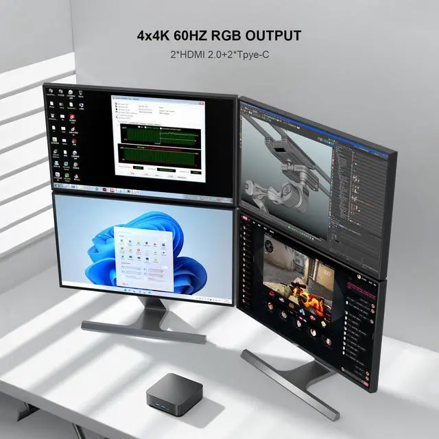 Alt view image 5 of 7 - Chatreey T9 Mini PC intel N100 Ultra Small Pocket Computer 16G RAM 512G SSD 4x4K@60GHZ Output 2xTYPE-C Support Auto Power On