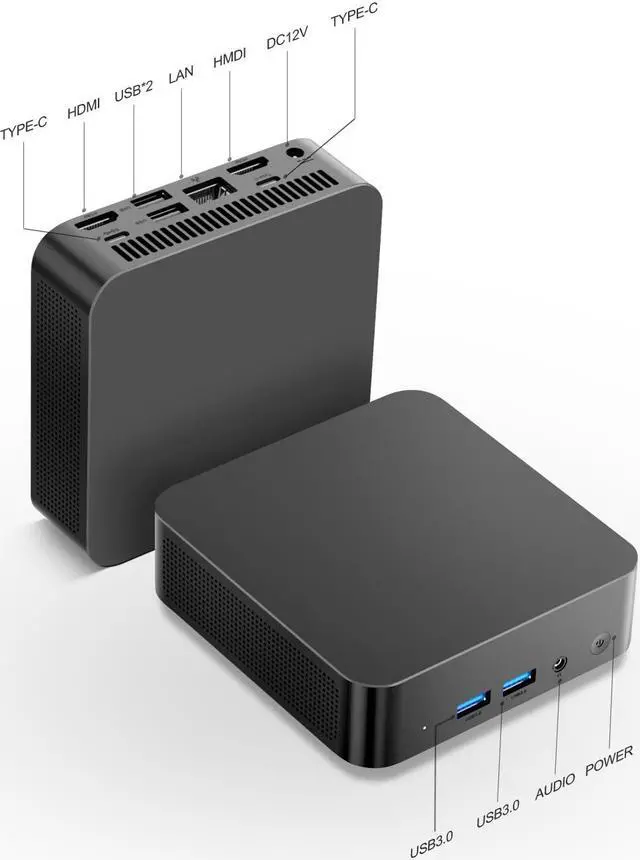 Alt view image 7 of 7 - Chatreey T9 Mini PC intel N100 Ultra Small Pocket Computer 16G RAM 512G SSD 4x4K@60GHZ Output 2xTYPE-C Support Auto Power On