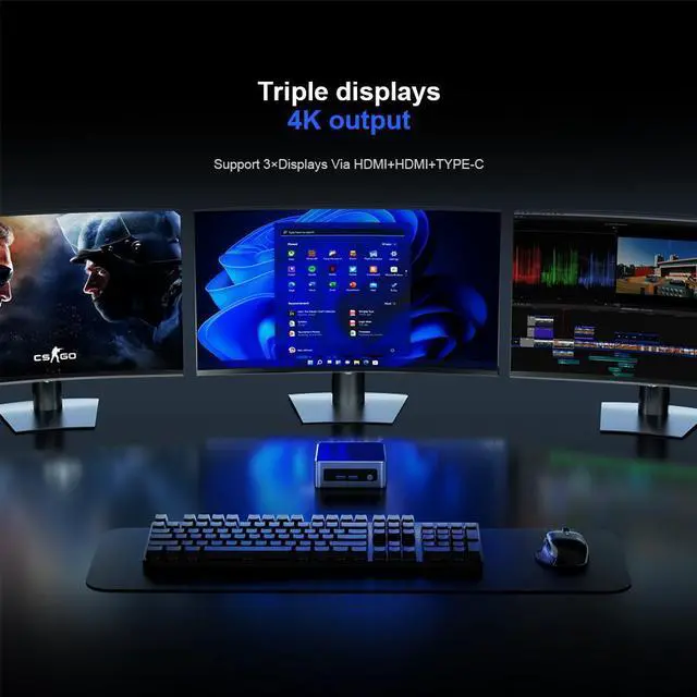 Alt view image 4 of 7 - Chatreey AN2P Mini PC Ryzen 5 5625U Gaming Desktop Computer 16G DDR4 3200Mhz RAM  512GB NVME SSD WIFI6 Blue Touth 5.2 HDMI Windows 11 Pro
