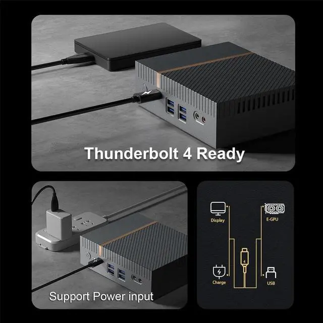 Alt view image 4 of 7 - Chatreey IT12 Mini PC Intel i7 1360P 12Cores 16Threads,Mini Gaming Desktop Compuer,Build in Thunderbolt 4, 2x2.5G Intel Ethernet,4x4K Output, 16G RAM 1TB PCIE 4.0 SSD,WiFi 6 Windows 11Pro