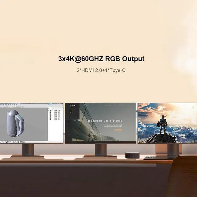 Alt view image 5 of 7 - Chatreey T9 Mini PC intel N100 Ultra Small Pocket Computer 4x4K@60GHZ Output 2xTYPE-C Support Auto Power On N100 No Memory / No Hard Drive T9