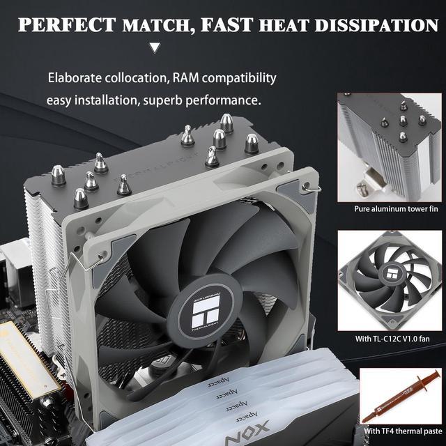 Thermalright Assassin King 120 SE CPU Air Cooler, AK120 SE, 5 Heatpipes,  AGHP Technology TL-C12C PWM Quiet Fan CPU Cooler with S-FDB Bearing, for  AMD