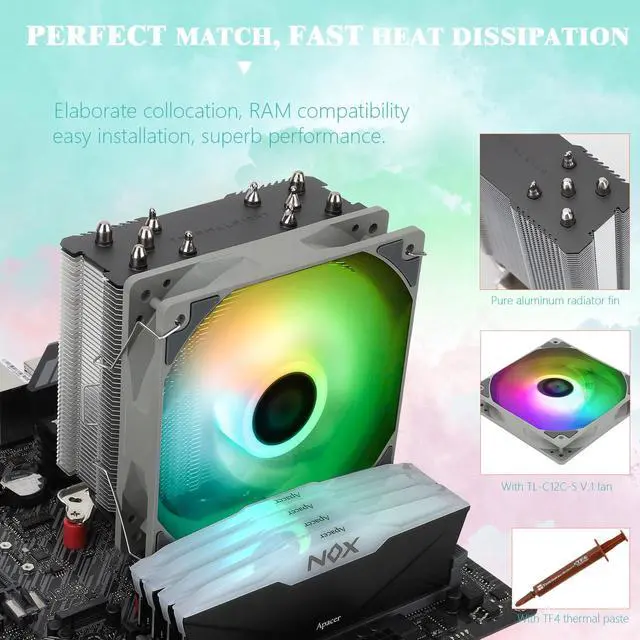 Alt view image 4 of 6 - Thermalright Assassin King 120 SE ARGB CPU Air Cooler, AK120 SE ARB, 5 Heatpipes, TL-C12C-S PWM Quiet Fan CPU Cooler With S-FDB Bearing, for AMD AM4 AM5/Intel 1150/1151/1200/17XX, LGA1700,PC Cooler