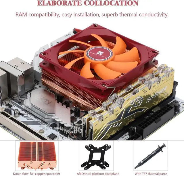 Alt view image 3 of 6 - Thermalright AXP90-X47 Full Low Profile CPU Cooler, 47mm Height, Quiet 90x90x15mm PWM Fan, 4 Heat Pipes, Compatible with AMD AM4/Intel LGA 1150/1151/1155/1156/1200