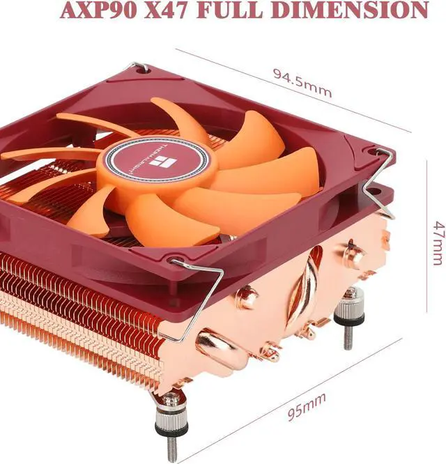 Alt view image 5 of 6 - Thermalright AXP90-X47 Full Low Profile CPU Cooler, 47mm Height, Quiet 90x90x15mm PWM Fan, 4 Heat Pipes, Compatible with AMD AM4/Intel LGA 1150/1151/1155/1156/1200