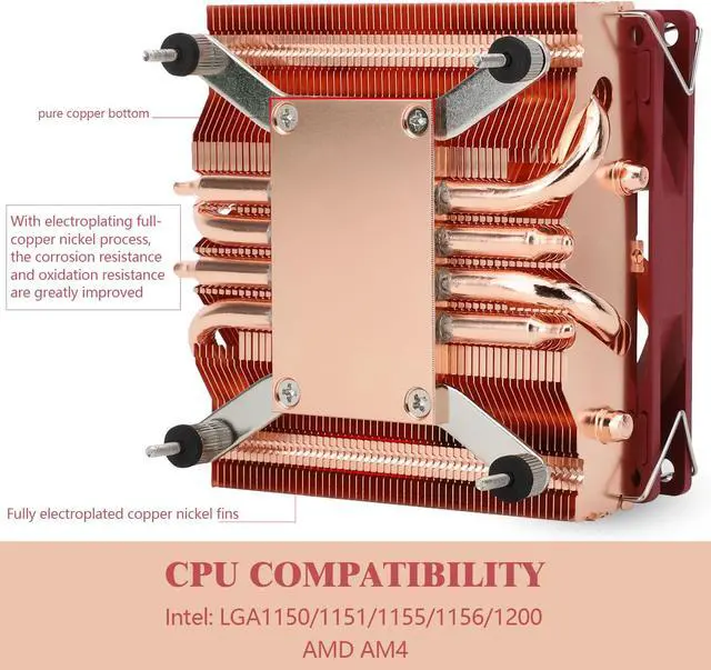 Alt view image 4 of 6 - Thermalright AXP90-X47 Full Low Profile CPU Cooler, 47mm Height, Quiet 90x90x15mm PWM Fan, 4 Heat Pipes, Compatible with AMD AM4/Intel LGA 1150/1151/1155/1156/1200