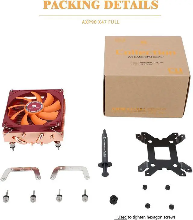 Alt view image 6 of 6 - Thermalright AXP90-X47 Full Low Profile CPU Cooler, 47mm Height, Quiet 90x90x15mm PWM Fan, 4 Heat Pipes, Compatible with AMD AM4/Intel LGA 1150/1151/1155/1156/1200