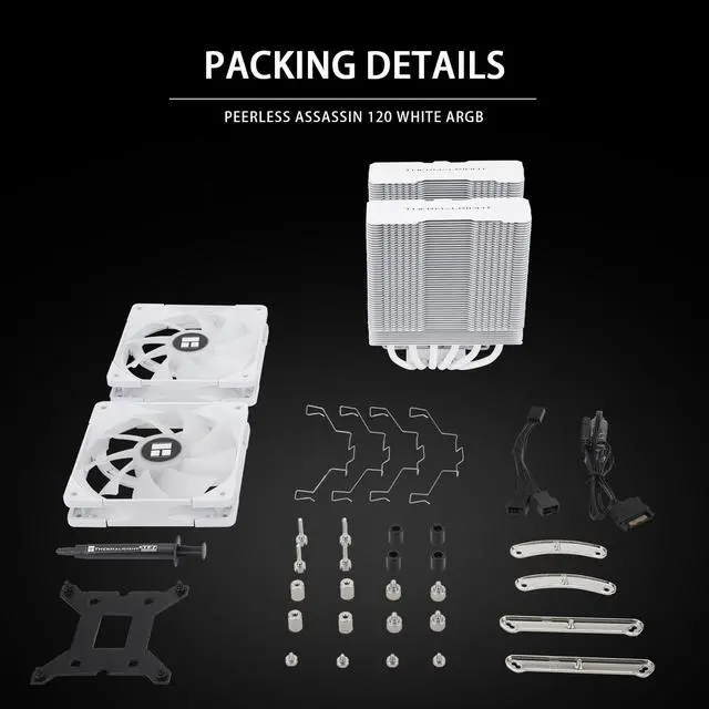 Alt view image 6 of 6 - Thermalright Peerless Assassin 120 WHITE ARGB CPU Air Cooler,6 Heat Pipes, Dual 120mm TL-C12W-S PWM Fan,Aluminium Heatsink Cover,AGHP Technology,for AMD AM4 AM5/Intel LGA 115X/1200/2011/1700,PC Cooler