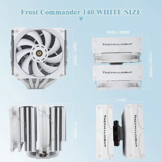 Alt view image 5 of 6 - Thermalright FC 140 white CPU Air Cooler, Dual Tower 5 Heat Pipe, TL-D14X-W and TL-C12PRO-W PWM Fan, Aluminium Heatsink Cover, AGHP Technology, for AMD AM4/Intel LGA 1150/1151/1155/1156/1200/2011/2066