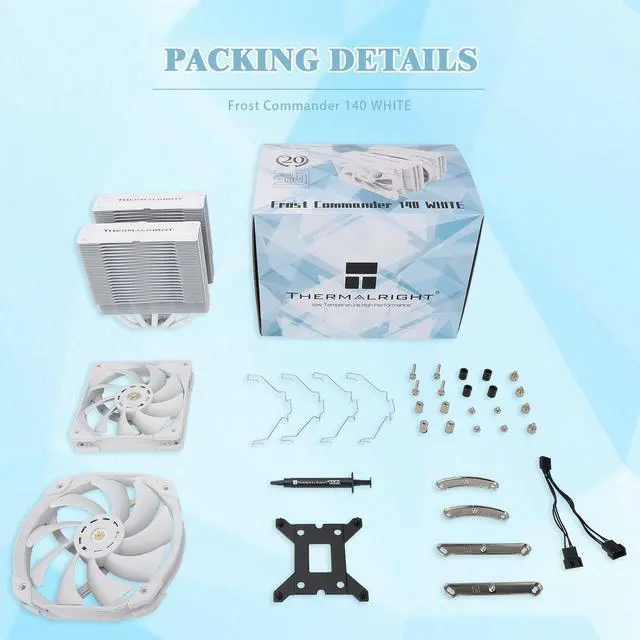 Alt view image 6 of 6 - Thermalright FC 140 white CPU Air Cooler, Dual Tower 5 Heat Pipe, TL-D14X-W and TL-C12PRO-W PWM Fan, Aluminium Heatsink Cover, AGHP Technology, for AMD AM4/Intel LGA 1150/1151/1155/1156/1200/2011/2066