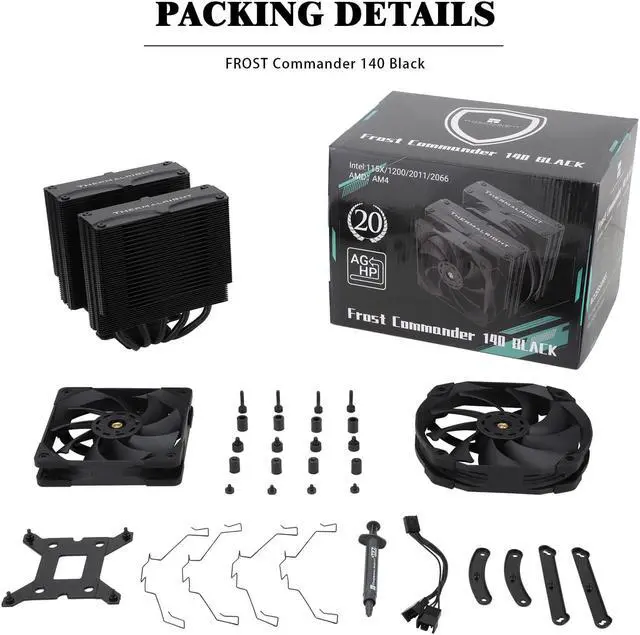 Alt view image 6 of 6 - Thermalright Frost Commander 140 BLACK High-Performance CPU Cooler,Dual-Tower Design, Dual High-Performance PWM Fans,5 Copper Heat Pipes CPU Air cooler,For AMD AM4 AM5/Intel 1700/1151/1155/1200/20XX