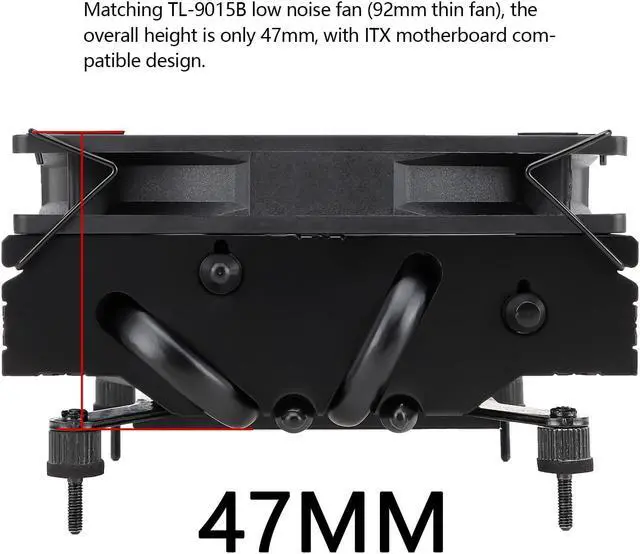 Alt view image 3 of 7 - Thermalright AXP90 X47 Black Low Profile CPU Cooler with Quite 92mm Thin PWM Fan, AGHP Technology, 47mm Height, for AMD AM4 AM5/Intel LGA 1700/1150/1151/1155/1200,Downward Tower Cooler