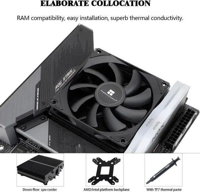 Alt view image 4 of 7 - Thermalright AXP90 X47 Black Low Profile CPU Cooler with Quite 92mm Thin PWM Fan, AGHP Technology, 47mm Height, for AMD AM4 AM5/Intel LGA 1700/1150/1151/1155/1200,Downward Tower Cooler