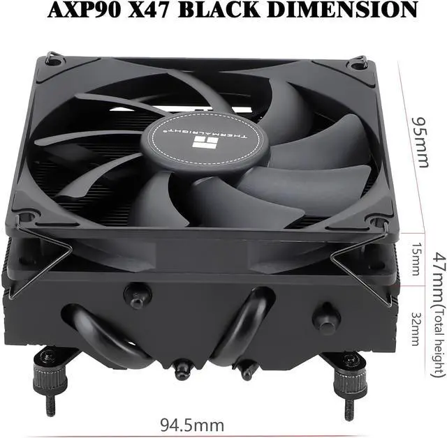 Alt view image 6 of 7 - Thermalright AXP90 X47 Black Low Profile CPU Cooler with Quite 92mm Thin PWM Fan, AGHP Technology, 47mm Height, for AMD AM4 AM5/Intel LGA 1700/1150/1151/1155/1200,Downward Tower Cooler