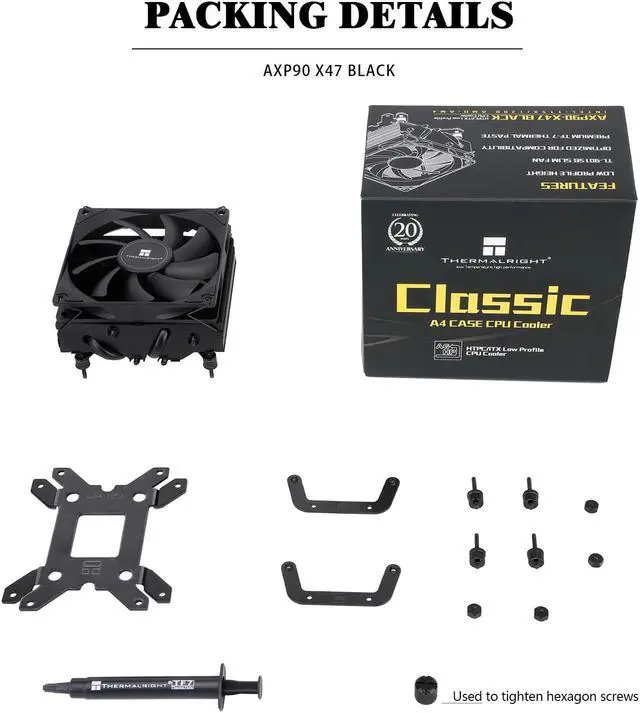 Alt view image 7 of 7 - Thermalright AXP90 X47 Black Low Profile CPU Cooler with Quite 92mm Thin PWM Fan, AGHP Technology, 47mm Height, for AMD AM4 AM5/Intel LGA 1700/1150/1151/1155/1200,Downward Tower Cooler