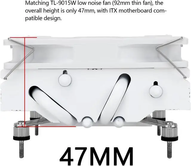 Alt view image 3 of 7 - Thermalright AXP90 X47 White Low Profile CPU Cooler with Quite 92mm Thin PWM Fan, AGHP Technology, 47mm Height, for AMD AM4 AM5/Intel LGA 1700/1150/1151/1155/1200,Downward Tower Cooler