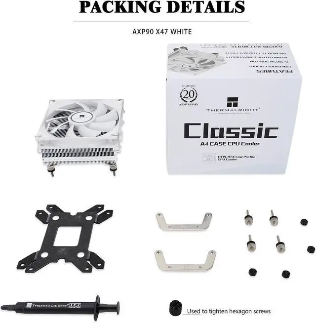 Alt view image 7 of 7 - Thermalright AXP90 X47 White Low Profile CPU Cooler with Quite 92mm Thin PWM Fan, AGHP Technology, 47mm Height, for AMD AM4 AM5/Intel LGA 1700/1150/1151/1155/1200,Downward Tower Cooler