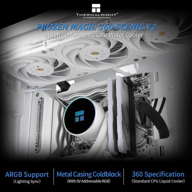 Thermalright Frozen Magic 360 SCENIC V2 Water Cooling CPU Cooler, 360 White  Cooling Row Specification, 3×120mm PWM Fan, S-FDB V2.0 Bearing, Suitable  for AMD/AM4, INTEL LGA1700/1150/1151/1200 /2066 