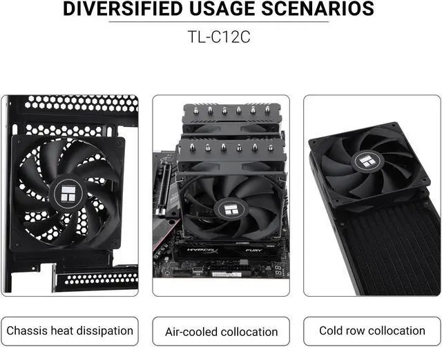Alt view image 7 of 7 - Thermalright TL-C12C CPU Fan 120mm Case Cooler Fan, 4Pin PWM Silent Computer Fan With S-FDB Bearing Included, up to 1550RPM Cooling Fan