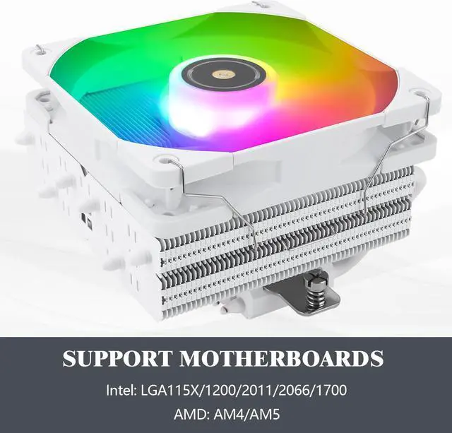 Alt view image 5 of 6 - Thermalright SI-100 WHITE ARGB CPU Cooler,6 Heat Pipes,TL-E12W-S Quiet PWM Fan,AGHP 3.0 technology,Aluminium Heatsink Cover,For AMD AM4 AM5/Intel 1150/1156/1200/1700/2011,Low Profile CPU Air Cooler